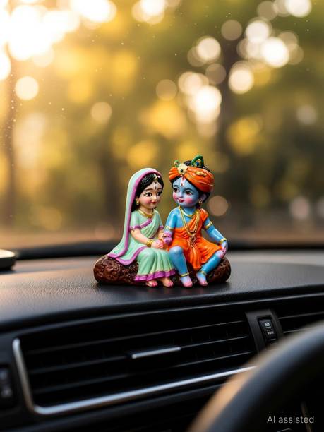 Soft Touch Decor Divine Radha Krishna Idol for Home, Office & Car Dashboard Decorative Showpiece - 9 cm
