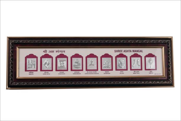 Purushottam Gagubhai Zaveri 999 Pure Silver Shree Ashta Mangal Frame - 23x7 inch Rectangular Photo Frame Decorative Showpiece  -  58.42 cm