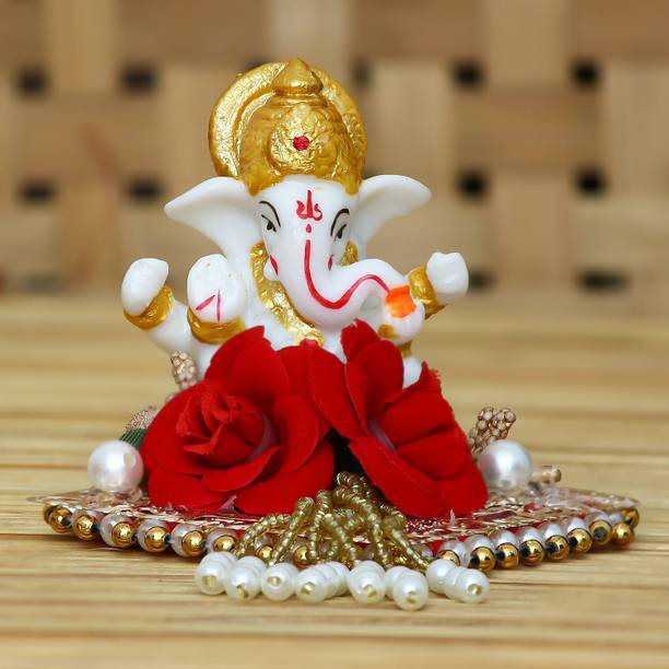 Flipkart SmartBuy Lord Ganesha Idol on Decorative Handcrafted Plate for Home and Car Decorative Showpiece  -  7 cm