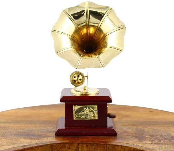 Flipkart SmartBuy Mini Vintage Gold & Brown Gramophone Showpiece, Retro Music Decor for Home Decorative Showpiece  -  23 cm