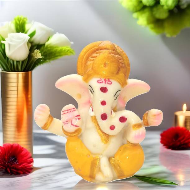 CUGONA Lord Ganesha Idol with Golden Mukut | Ganesh ji murti 2.5INCH Decorative Showpiece  -  7 cm