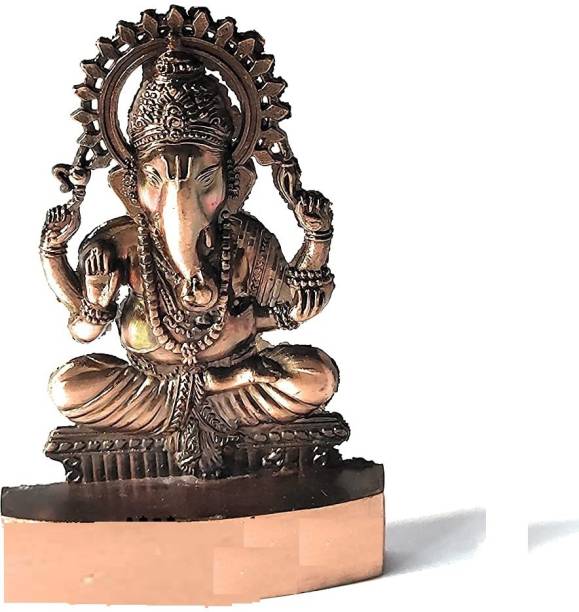 Gupangam Ganesh ji Idol/murti 11cm Copper Finish for Home/Temple/Car/Office Decorative Showpiece  -  11 cm