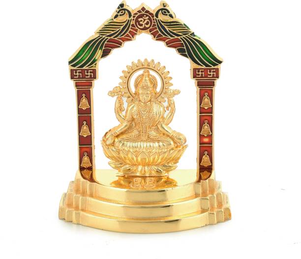 Bhavikaa Gold Plated Laxmi Idol Metal Statue Lakshmi Diwali puja(w x h- 8 x 10.5cm) Decorative Showpiece  -  10.5 cm