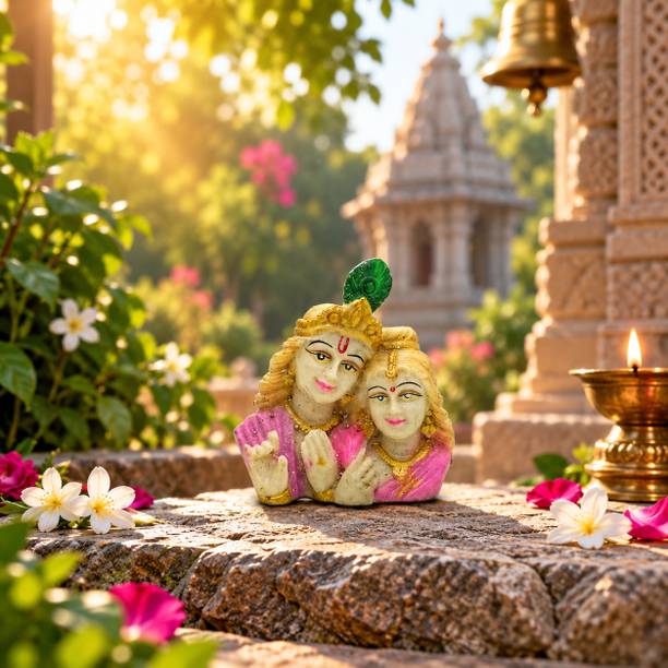 PUCHCHI Shri Radha Krishna Ji Decorative Couple Murti Decorative Showpiece  -  4.1 cm