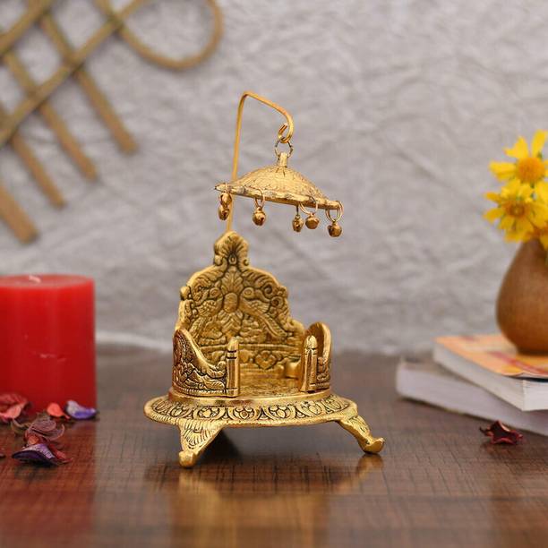 sanskaari LADOO GOPAL SINGHASAN / PREMIUM QUALITY METAL SINGHASAN FOR HOME TEMPLE Decorative Showpiece  -  18 cm