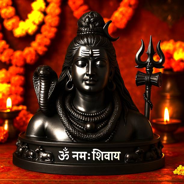 NIHARIKA HANDICRAFT Shiva Idol with Trishul – Perfect for Car Dashboard, Temple, Pooja and Gifting Decorative Showpiece  -  9 cm