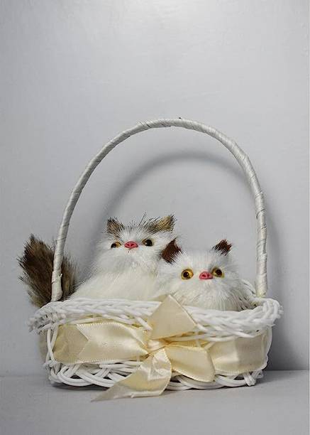 SHYAM Toys cat with basket valentine gift for girlfriend/boyfriend/gift/showpieces Decorative Showpiece  -  20 cm
