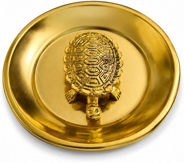 AMRIT GANGES Kachua Yantra Vaastu/Fengshui Tortoise with Plate for Good Luck Decorative Showpiece  -  7 cm