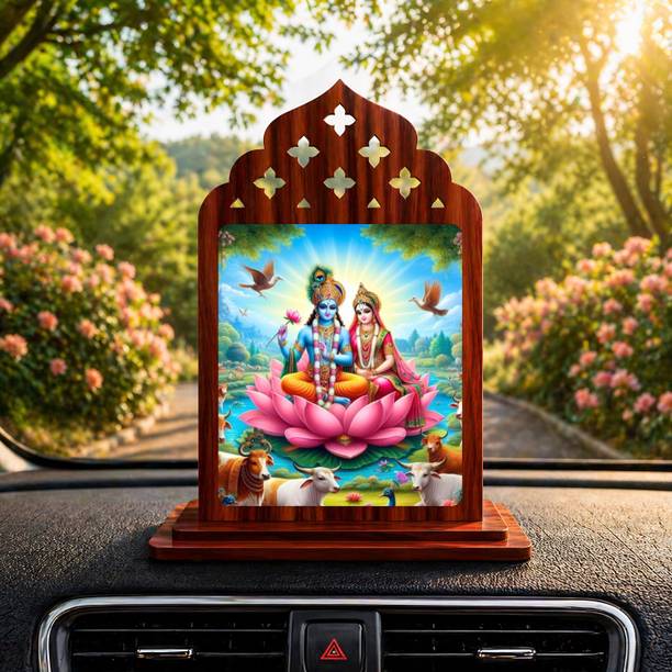 GiftsRange Lakshmi Narayan Laxmi Vishnu Car Dashboard Idol Premium Decorative Showpiece  -  11 cm