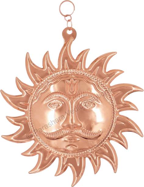 BHAKTI SHRINGAR Metal Copper Home Vastu Sun Face God Wall Hanging || Shri Surya Narayan Idol Decorative Showpiece  -  20 cm