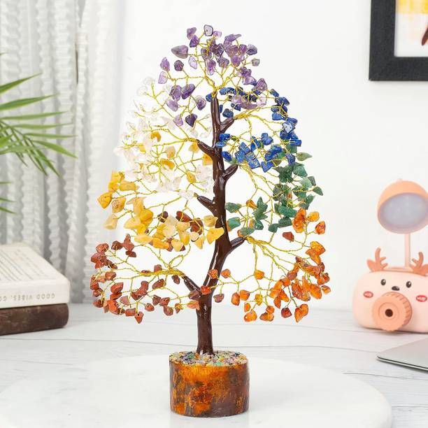 Hindcraft Seven Chakra Tree Crystal Gemstone Decorative Showpiece  -  25 cm