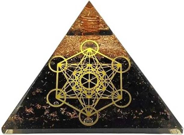 DIVINE CRYSTAL TREASURES Shungite Crystal Orgone Pyramid Decorative Showpiece  -  6.5 cm