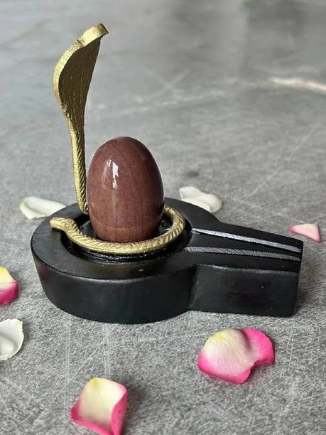 AKNaturals Narmadeshwar Shivling Narmada Stone Shiva Lingam with 3 Inch Jaldhari,Naag Decorative Showpiece  -  5 cm