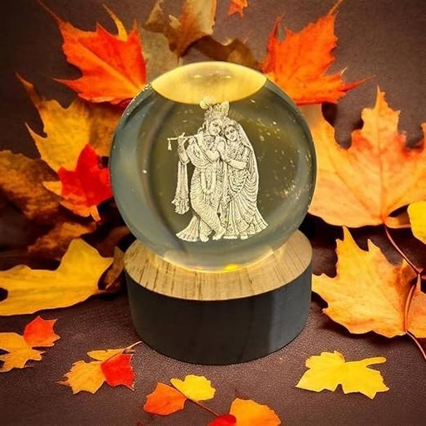 DIKSHA PRODUCTS Radha Krishna 3D Crystal Ball Night Light Lamp DIWALI for home,office, gifts डेकोरेटिव शोपीस - 6 cm