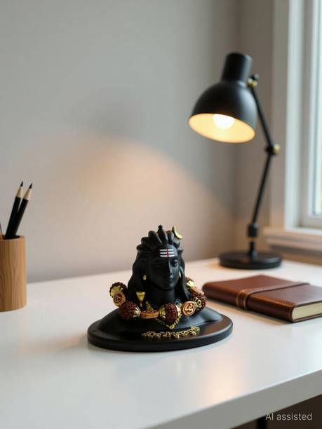 Adhvik Adiyogi,Mahadev Statue with Mala for Home, Office Desk & Living Room Décor Decorative Showpiece  -  7.5 cm