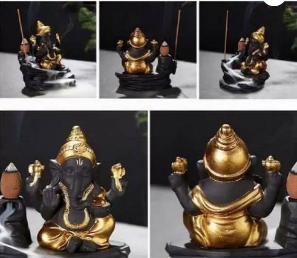 A & S VENTURES Lord Ganesh Fountain Smoke Backflow Cone Incense Holder with 10 Smoke Backflow Decorative Showpiece  -  12 cm