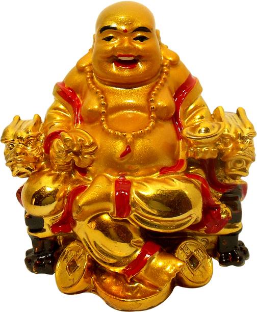RARE ARISE Vastu / Feng Shui / Laughing Buddha Sitting On Chair For Wealth & Goodluck Decorative Showpiece  -  7 cm