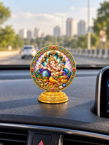 Petals & pines Devotional God Idol Showpiece for Car Dashboard & Home Temple_Ganesh ji Decorative Showpiece  -  6 cm
