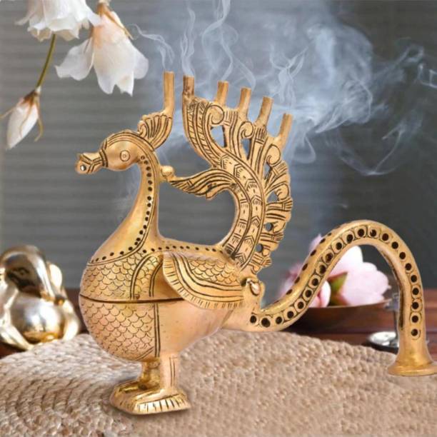 The Advitya Incense Holder|Purifying Brass Dhuna Loban Burner Dhooni Dhoop Dani Decorative Showpiece  -  20.32 cm