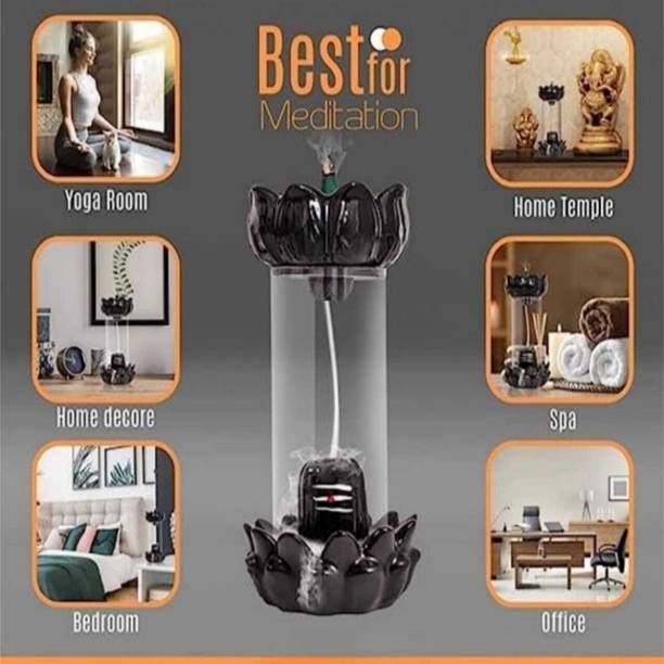 shivsom Smoke Shivling Fountain with Free of 10 Backflow Cones/Dhoop Decorativ Showpiece Decorative Showpiece  -  25 cm