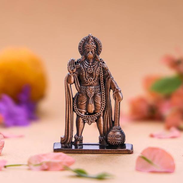 Murliwala Hanuman Ji Idol Statue for Car & Home Temple (Copper) Decorative Showpiece  -  6 cm