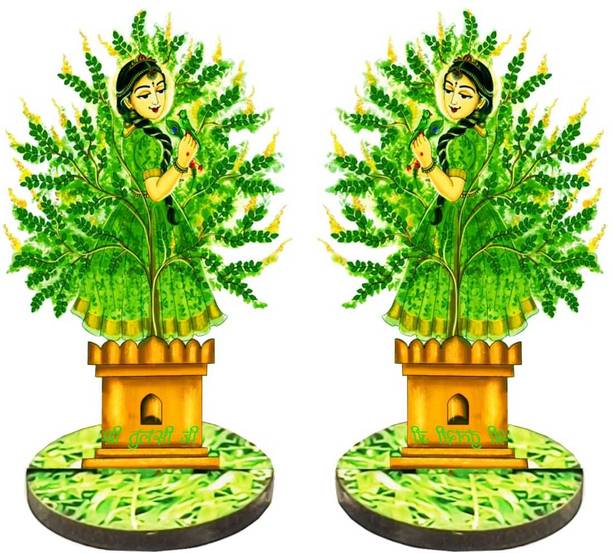 Kamalnayan Tulsi Ji MDF Wooden Cutout | Decorative Home & Office Decor Decorative Showpiece  -  13 cm