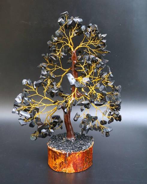 DVISHA Black Tourmaline Feng Shui Bonsai Chakra Tree - Reiki Healing Stones Tree Decorative Showpiece  -  23 cm