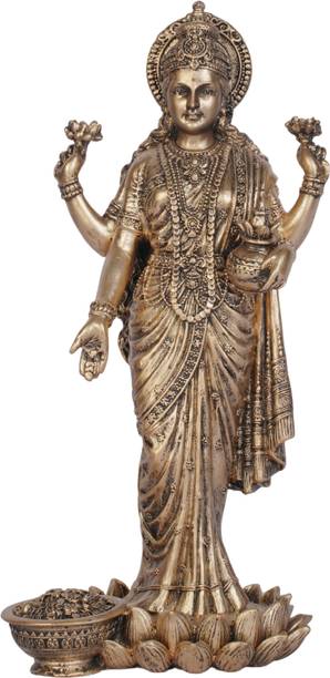 Theshilp Maa Lakshmi 9 Inch Antique Bronze Idol for Mandir,Diwali Pooja & Prosperity Gift Decorative Showpiece  -  25 cm