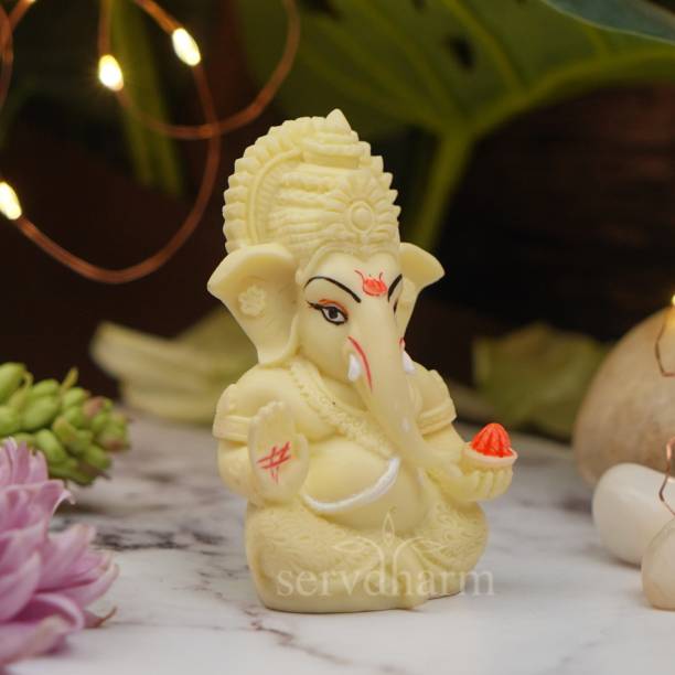ServDharm Ganesh Idol for Car Dashboard, Home & Gifting Decorative Showpiece  -  8.5 cm