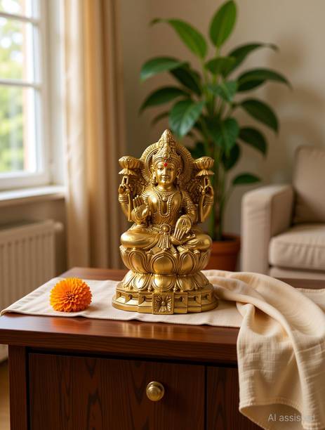 tskutty Mahalakshmi Laxmi Lakshmi Antique Statue- 13CM HEIGHT Decorative Showpiece  -  13 cm