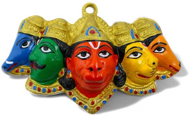 Adhvik Multicolor Panchmukhi Hanuman Ji Murti for Door Entrance Statue for Home Decor Decorative Showpiece  -  6.5 cm