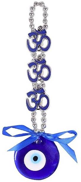 Unibuyzone Three OM Evil Eye Wall Hanging for Good Luck Decorative Showpiece  -  23 cm