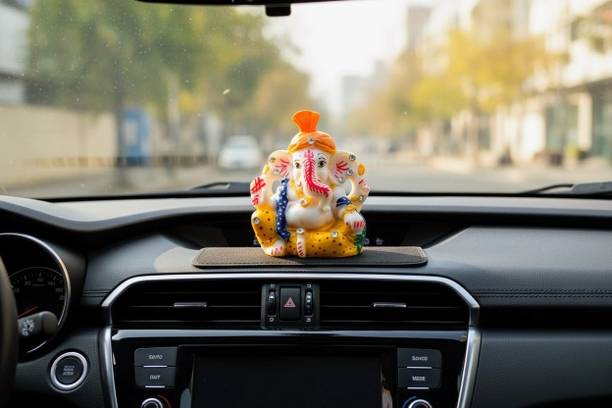 TrendTok Car Dashboard Lord Ganesha Idol | Decorative Ganesh Murti for Car & Home Decorative Showpiece  -  7 cm