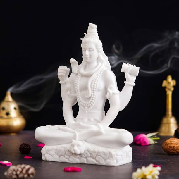 Decoriva Lord Shiva Sitting Idol for Home Temple | Shiv Ji Murti for Pooja Room Decorative Showpiece  -  14 cm