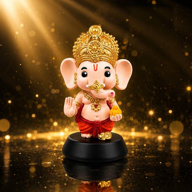 Jyotshika Bal Ganesh Blessing Car Dashboard Idol Decorative Showpiece - 10 cm