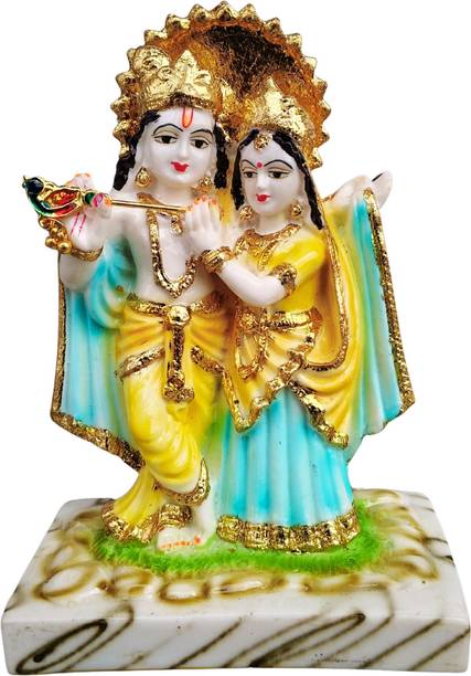 Parijata Radha Krishna Statue for Gift , Handicraft Radha Krishan small idol for Pooja Decorative Showpiece  -  19 cm