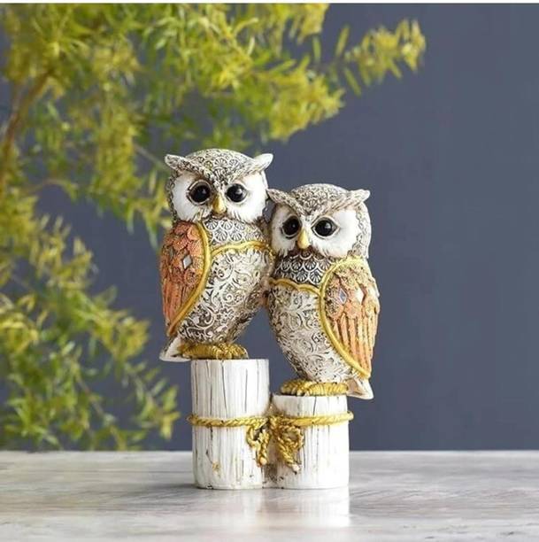 The Indian Home Elegant Owl Couple Resin Showpieces For Decorative Vastu Decorative Showpiece  -  15 cm