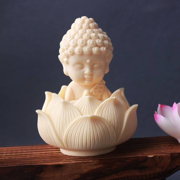 ZURU BUNCH Lotus Baby Buddha Statue for Tranquil Spaces Ideal for Home Office Car Dashboard Decorative Showpiece  -  10 cm