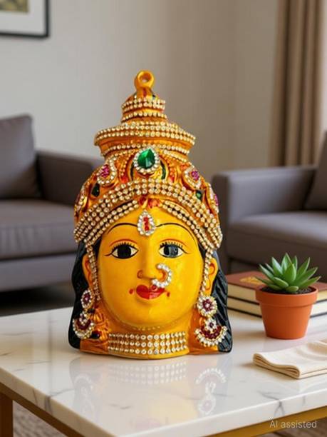 SVC Handicrafts Stone for Pooja / Varalakshmi Amman Face idol Decorative Showpiece  -  20 cm