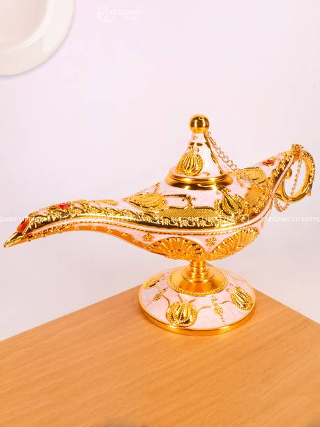Elegant Lifestyle Vintage Aladdin Chirag Lamp, Luxurious Metal Jewelry Box Gift for Birthday Home Decorative Showpiece  -  12 cm
