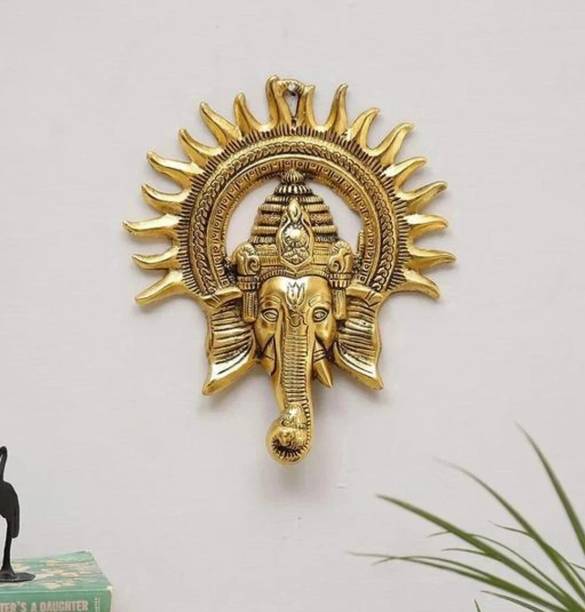 oyssta Ganesha ji Metal Statue,Ganpati Wall Hanging Sculpture Lord Ganesh Idol Lucky Decorative Showpiece  -  23 cm