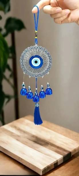 Spiricon Nazar Battu Evil Eye Hanging Pendant Blue Metal Amulet for Good Luck डेकोरेटिव शोपीस  -  30 cm