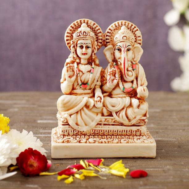 TIED RIBBONS Lord Laxmi Ganesh Idol Statue God Murti Decorative Showpiece for Home Temple Decorative Showpiece  -  15 cm