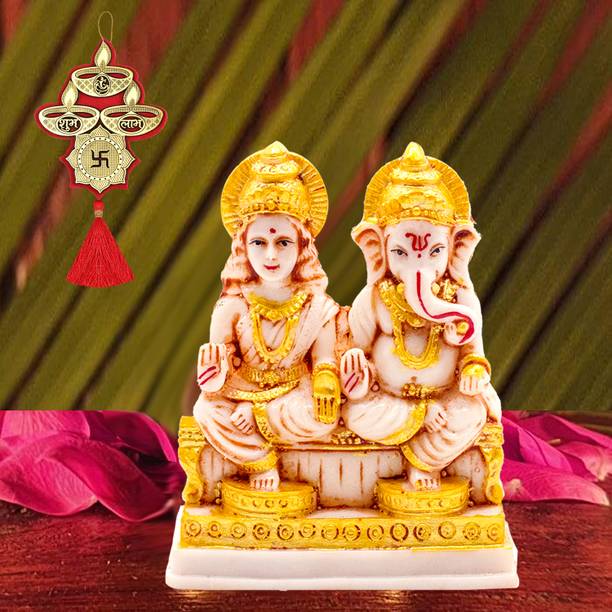 NOKTUS Laxmi-Ganesh Stone idol for pooja room & diwali gift | Laxmi Ganesh ki idol Decorative Showpiece  -  12 cm