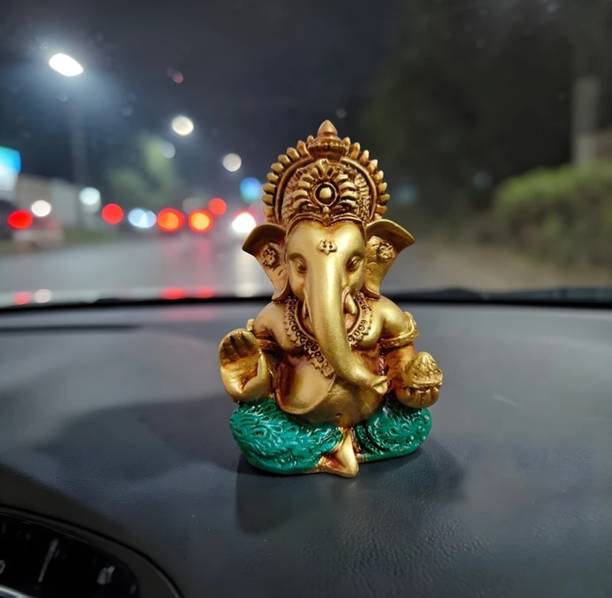 Arecommerce Antique finish ganesh resin idol 3.5 Decorative Showpiece  -  10 cm
