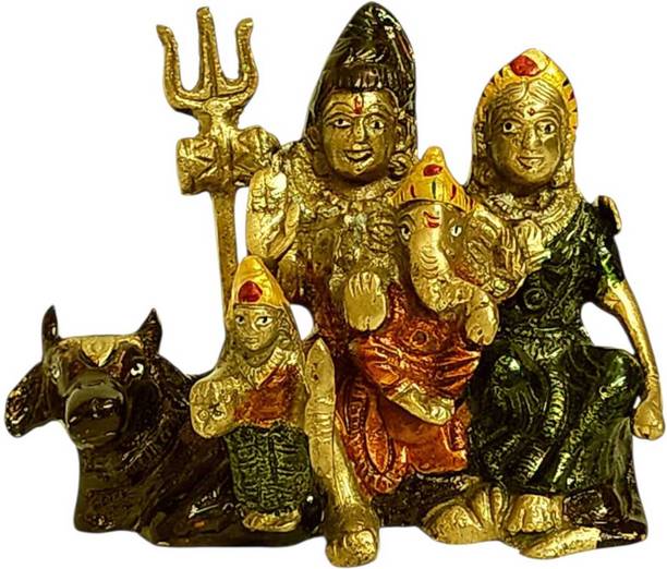 PEACOCKTRADERS Hindu Goddess Shiva Parvati Statue Brass Sculpture Art Indian Decor Decorative Showpiece  -  12.7 cm