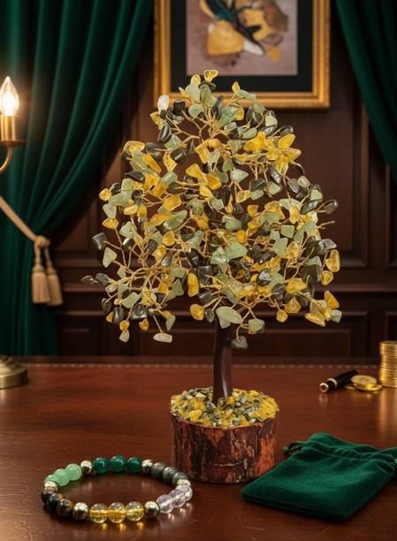 MIRAN AGATE TREE MONEY MAGNET WITH DHAN YOG BRACELET Decorative Showpiece  -  25 cm