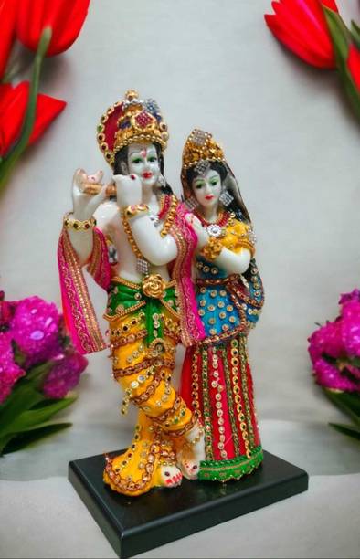 Ridhmay Creations Beautiful Radha Krishana With Meena Work Decorative Showpiece  -  29 cm