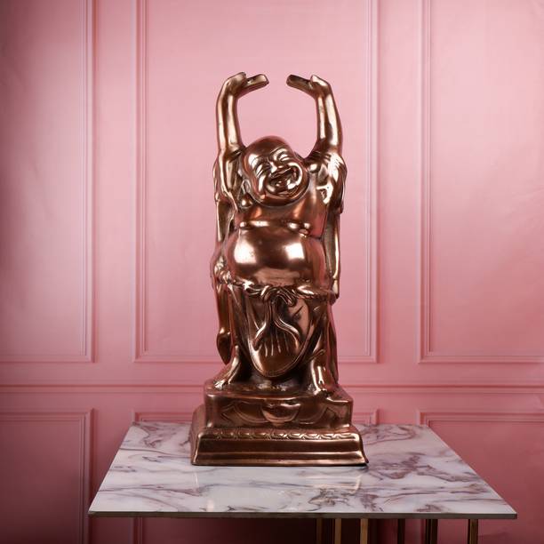 Shoppingrox Laughing Buddha ( Happy Man ) | Gun Metal | Copper Colour - 67 cm Decorative Showpiece  -  67 cm