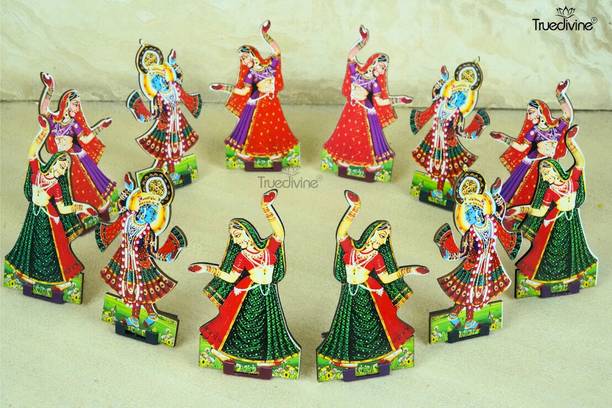 Truedivine Laddu Gopal Rasleela Gopi with Krishna Set of Krishna ji Rasa Set (4 Inch) Decorative Showpiece - 11 cm